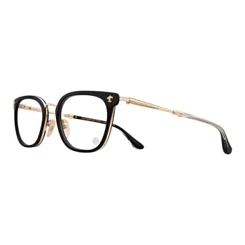 Chrome Hearts Plate And Metal Square Eyeglass Frames Unisex Black