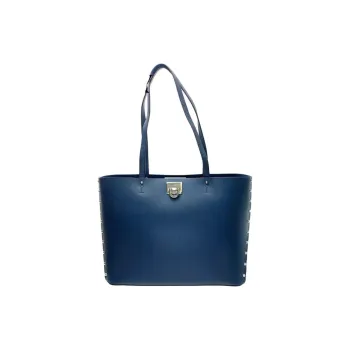 MICHAEL KORS Manhattan Leather Tote Bag, Shopping Bag, Shoulder Bag Women's Marine Blue