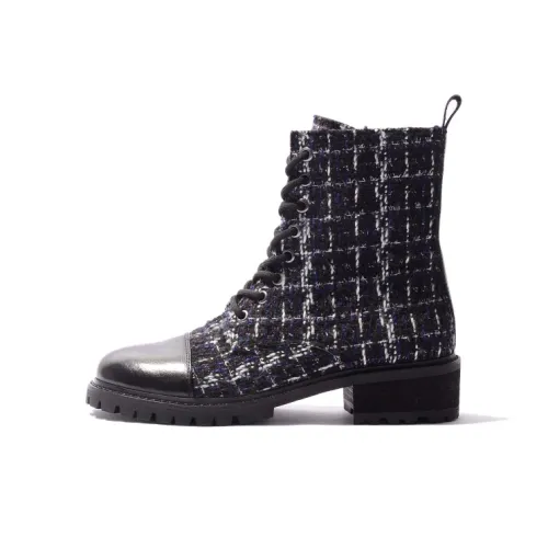 STEVE MADDEN Martin Boots Women's Black/White