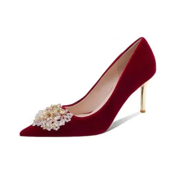 LUNNIFEIYA Slim Heel High Heels Women's Burgundy
