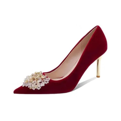 LUNNIFEIYA Slim sandals High sandalss Women's Burgundy