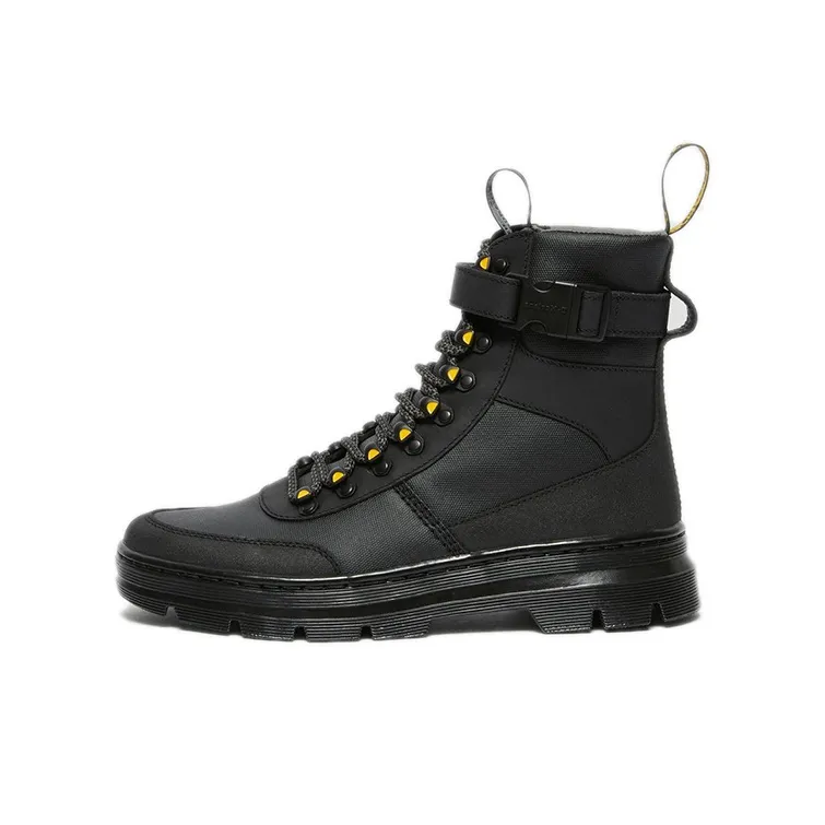 Dr.Martens Combs Tech Coated Canvas Casual Boots 'Black Yellow'-0