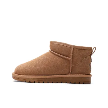 PAUL FRANK Wear-Resistant Slip-Resistant Warm Short Snow Boots Unisex Light Brown