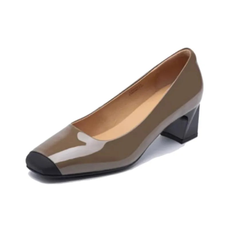Satchi Chunky Heel High Heels 5cm Women's Light Coffee-1