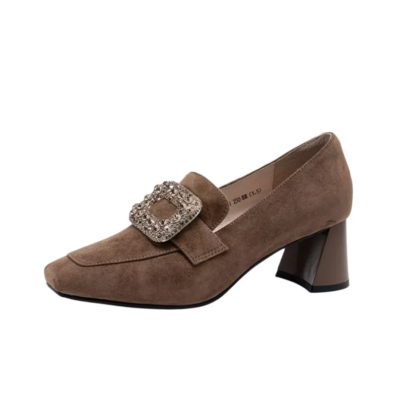 Satchi Chunky Heel High Heels 5.3cm Women's Brown-0