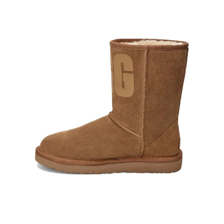 UGG Classic Short UGG Rubber Logo Fleece Lined Women's-0