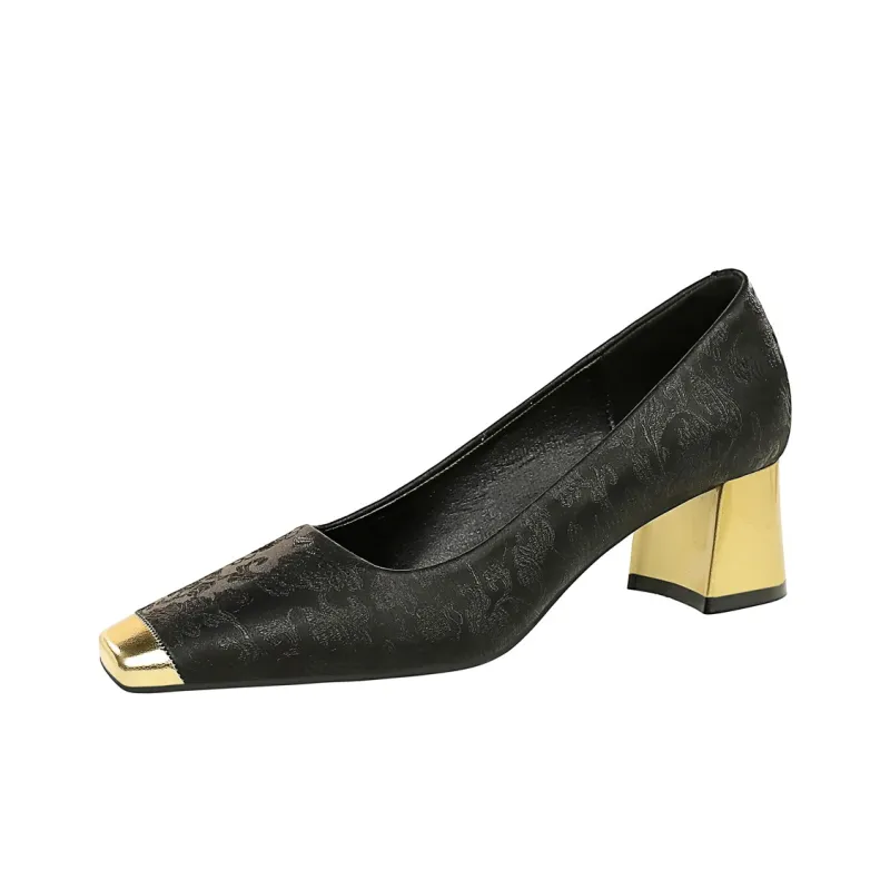 QITUMAUL Chunky Heel High Heels 5cm Women's-7