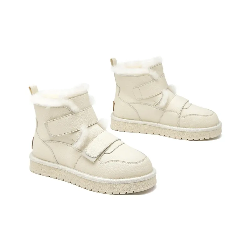 Beau Today Abrasion Resistant Slip Resistant Short Mid Calf Snow Boots Women's White-2