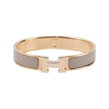 HERMES Rose Gold Plated Bangles Women's Light Umber