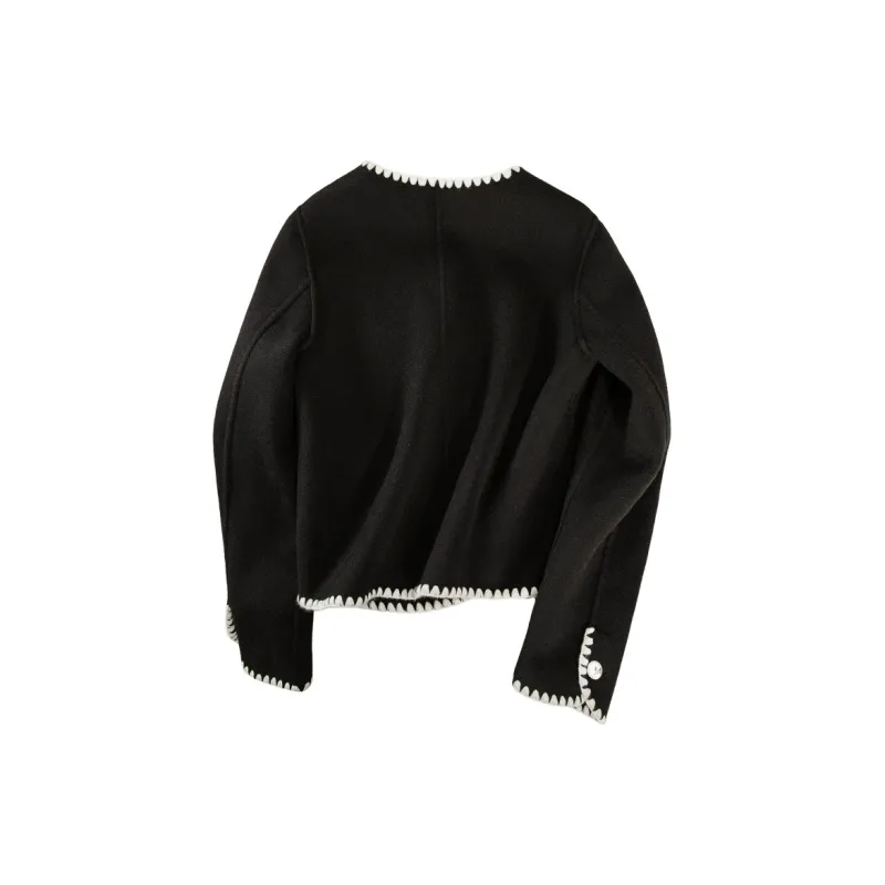 Cypress House Cropped Coats Women's Black-1