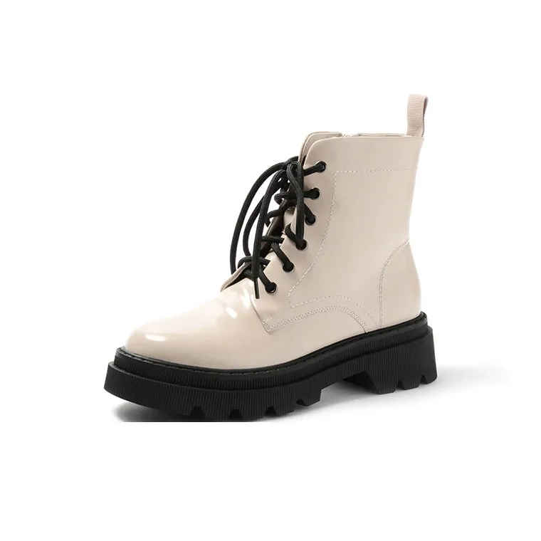 STEVE MADDEN Martin Boots Women's Ecru/Black-1