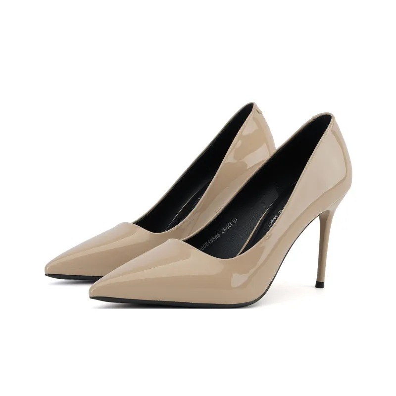 GEMEIQ Slim Heel High Heels 9.5CM Women's Nude-1