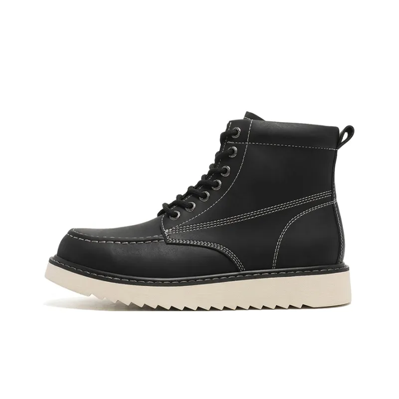 WEISHIBANGWEI Ankle Boots Medium Heel Men's Brown-2