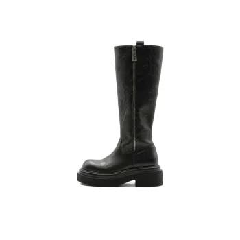 Little Sue Unique Design Trendy Fashion British Style Shiny Chelsea Long Boots Knee high Boots Women's