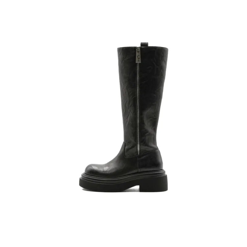 Little Sue Unique Design Trendy Fashion British Style Shiny Chelsea Long Boots Knee-high Boots Women's-0