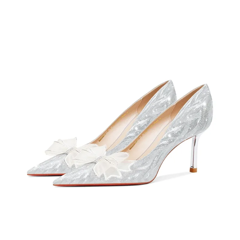 MEIAI High Heels Women's Silver-2