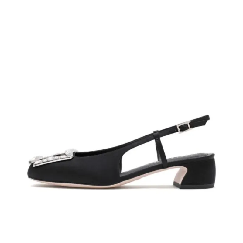 Staccato Starry Square Diamond Block Heel High Heels 4cm Women's-4