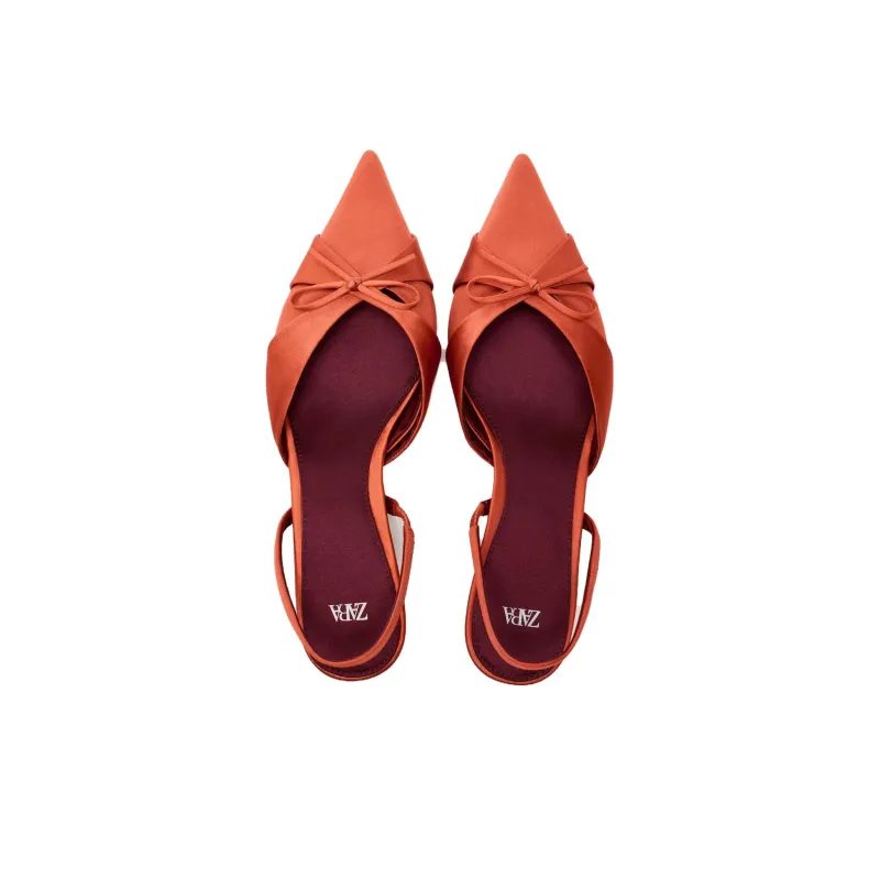 ZARA Slim Heel High Heels 3.2cm Women's Orange-3