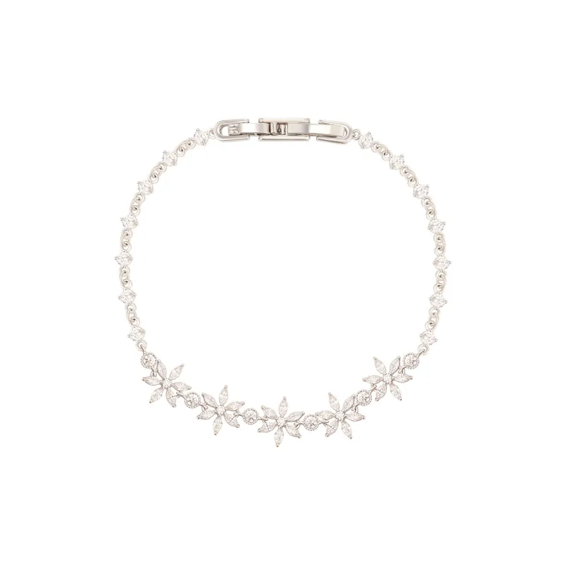 AJIDOU Cubic Zirconia+Copper Alloy Bracelets Women's Silver-0