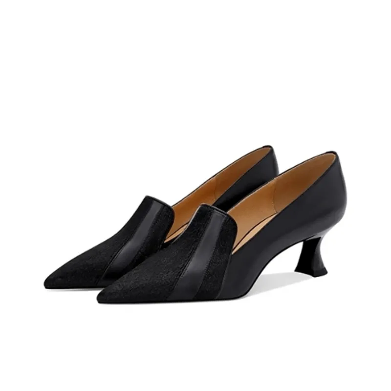JESSICA SOPHIA Flared Heel High Heels 5cm Women's Black-4