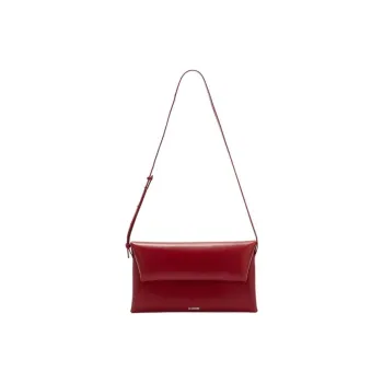JIL SANDER Calfskin Shoulder Bag Trumpets Women's Cedar Red