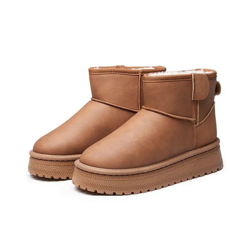 AOKANG Warm Short Snow Boots Women's Khaki-4