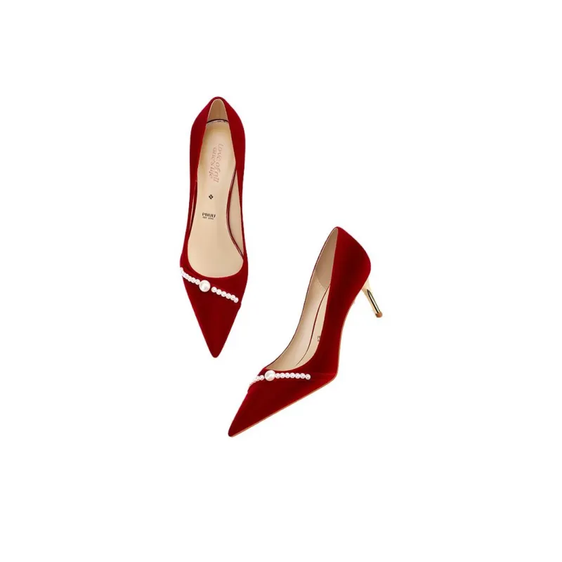 PJJUU High Heels Women's Burgundy-3