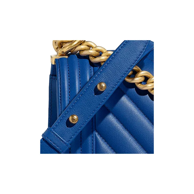CHANEL Leboy Calfskin Crossbody Bag, Shoulder Bag Women's Dark Blue-4