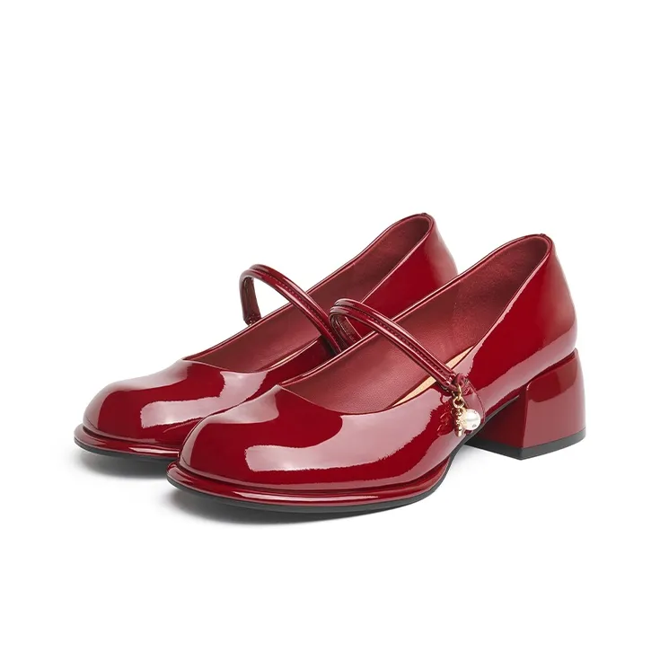 JOSINY JOSINY Block Heel High Heels 4.5cm Women's Red-5