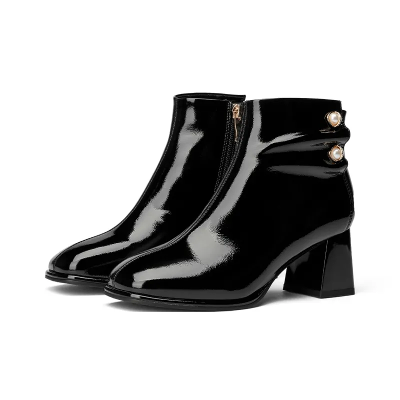 GEMEIQ Ankle Boots Women's Black/Ecru/Milk Tea-7