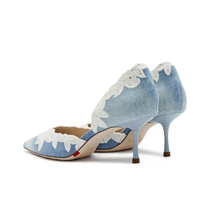 Staccato Island Rose Slim Heel High Heels 7cm Women's Blue-3