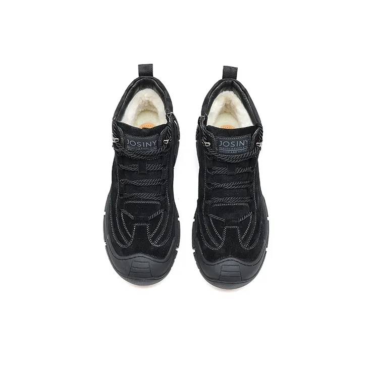 JOSINY Men's Fleece Lined Ankle Boots Men's Black-3