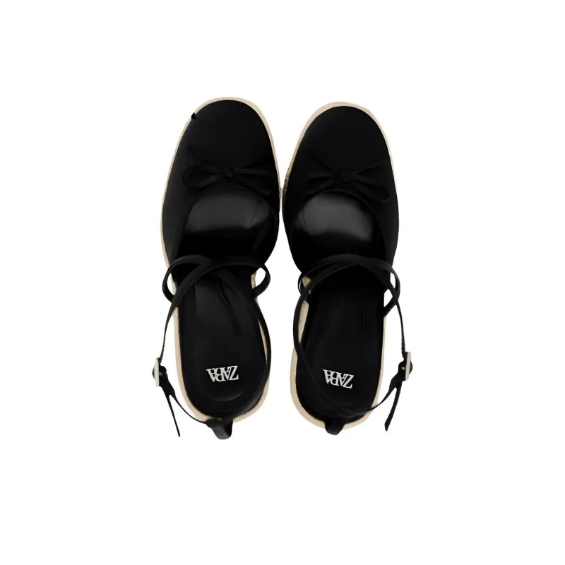 ZARA Wedge Heel High Heels Women's Black-4