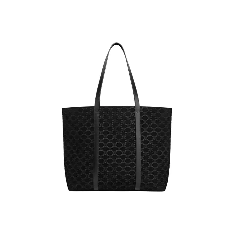 CELINE Suede Tote Bag Shopping Bag Shoulder Bags Women's Black-3