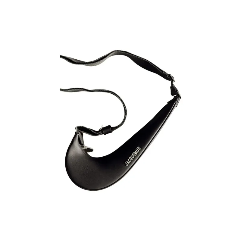 Jacquemus Nike J Force 1 Low Collaboration Leather Shoulder Bag Crossbody Bag Small Size Unisex Black-1