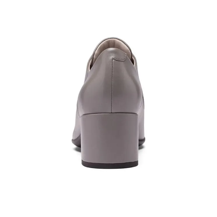 Ecco Chunky Heel High Heels 5cm Women's Gray-3