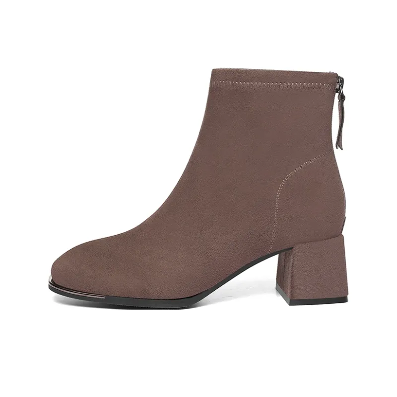 Golden Silk Rabbit Ankle Boots 5cm Women's-4
