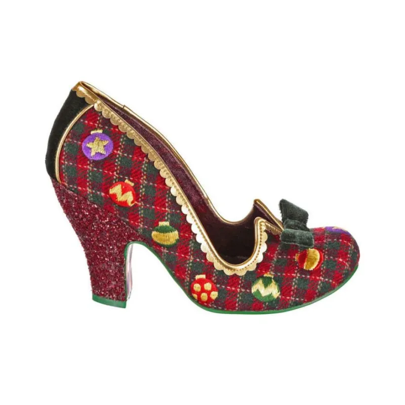 IRREGULAR CHOICE Bauble Boo Chunky Heel High Heels 9cm Women's Red-1