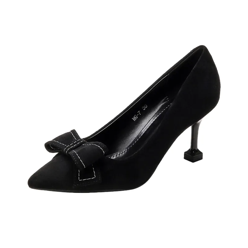 Pounise Slim Heel High Heels Women's Black-0