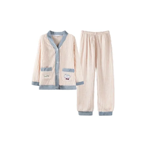 XIAFENYAN Pajama Set Women's Blue Apricot