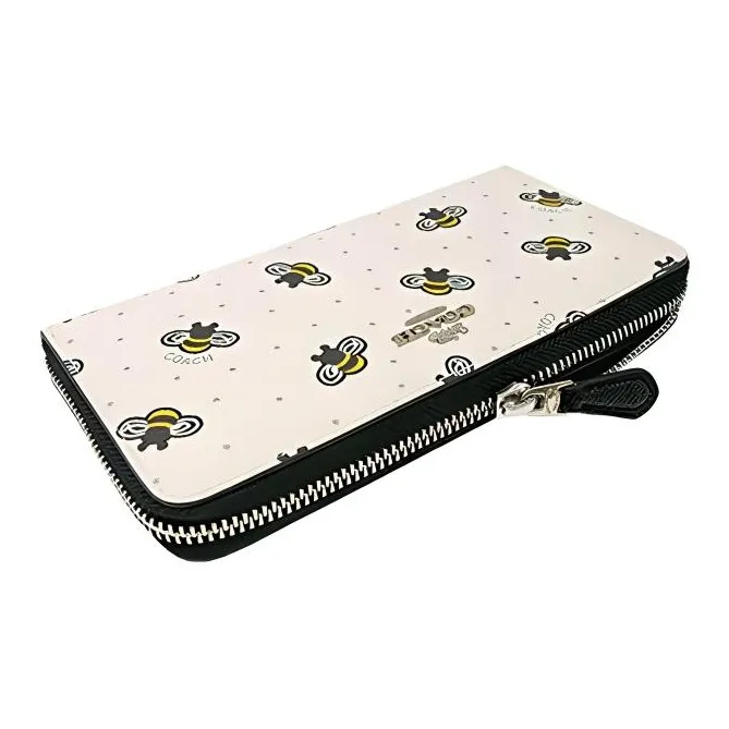 COACH PVC Polyvinyl Chloride Wallet Women's White With Light Blue Polka Dots-2