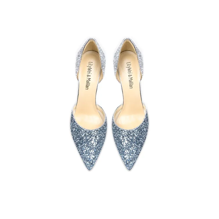 Lily Wei Romantic Galaxy Slim Heel High Heels 10cm Women's Blue-2