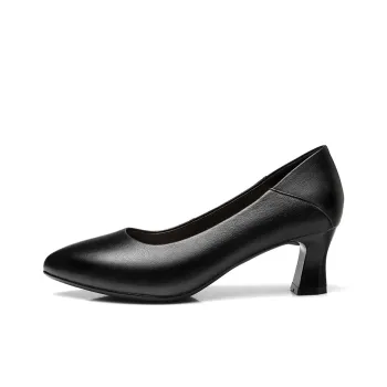 Strongman 3515 Professional Work Shoes For Women's-Black Pointed Toe High Heels Dress Shoes Genuine Leather