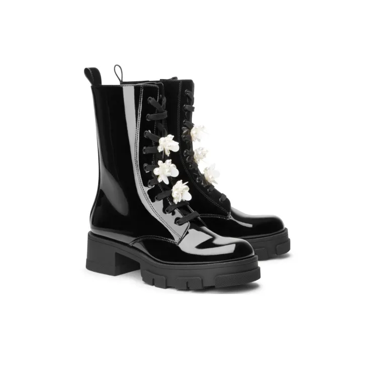 CHARLES&KEITH Martin Boots Women's Black/Flesh-1
