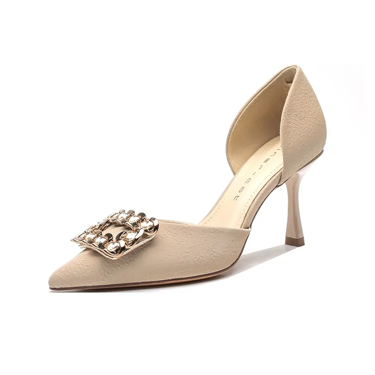 Ainer cat Slim Heel High Heels Women's Apricot-2