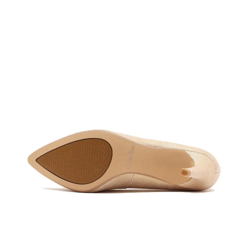 Clarks Slim Heel High Heels 8.5cm Women's Gold-3