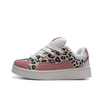 CHERRY&KALIKA Low Top Skateboard Shoes Women's Pink Leopard Print