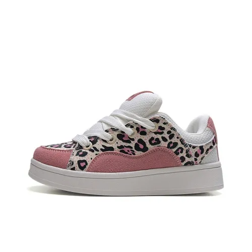 CHERRY&KALIKA Low Top Skateboard Shoes Women's Pink Leopard Print