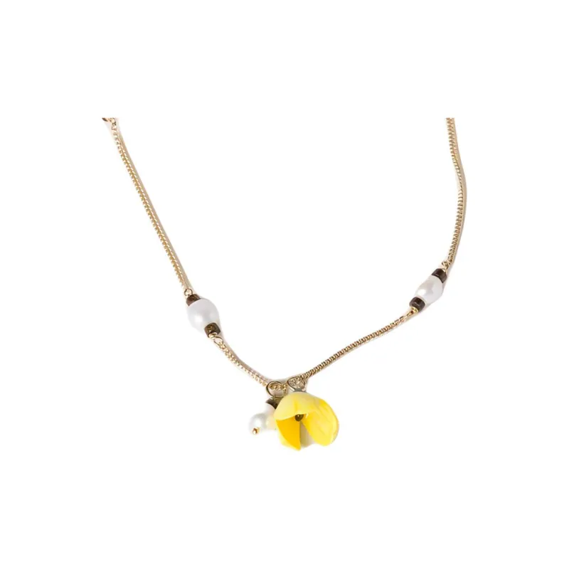 MIU MIU Resin, Freshwater Pearl, Bronze, And Lapis Lazuli Necklaces Unisex Gold-3