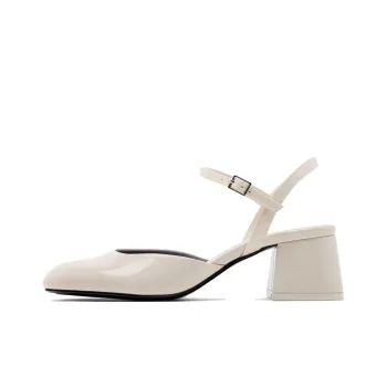 ZARA Chunky Heel High Heels 5cm Women's Beige